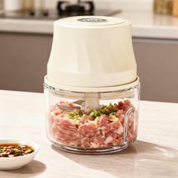 Mini Hakmachine - Voedsel Snijder - Eten Bereiden - Veiligheidsvergrendeling - 350ml - Crèmekleurig — thumbnail 5