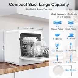 BLITZHOME Vaatwasser BH-4-CDW – compacte tafelmodel, 5L, 8 programma’s, 360° sproeiarmen, hete-lucht droging, app-besturing, kinderslot, EU-stekker — thumbnail 10