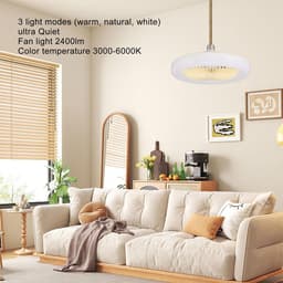 Plafondventilator met LED - Ventilatorlamp - Luchtcirculatie Verbeteren - Eenvoudige E27 Installatie - 26 cm - Wit — thumbnail 2