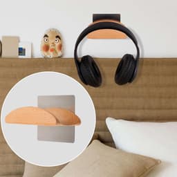 Houten Hoofdtelefoonhouder - Ondersteuning Headset - Bureau Organisatie - Zonder Boren Montage - 10x6.3x2.8 Cm — thumbnail 5
