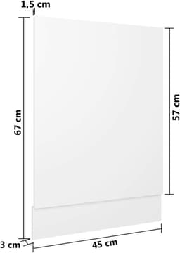 Vaatwasserpaneel met plint - Afwasmachine front - Keuken integratie - Duurzaam spaanplaat - 45 x 67 cm - Hoogglans wit — thumbnail 5
