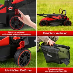 OUTIGO Accu Grasmaaier 21 V, maaibreedte 33 cm, tot 250 m², opvangbak 32 l, maaihoogte 25-65 mm, mulchfunctie, incl. 5,0 Ah accu — thumbnail 5