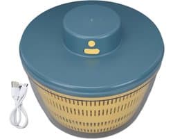 Elektrische Groentewasmachine - Salad Spinner Vergiet - Keuken Reinigen Drogen - Multifunctioneel Kneedkom - 4 Liter Capaciteit - Blauw