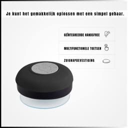 DEXO® Douche Speaker - Badkamer Speaker - Douche Speaker Bluetooth - Zwart - 8cm x 8cm x 7cm — thumbnail 2