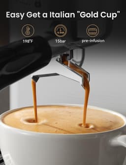 Espressomachine 15 Bar met Melkopschuimer – RVS Zeefdrager Koffiemachine met Manometer, 1.8L Watertank & Barista Kit — thumbnail 2