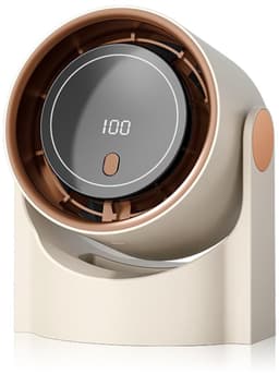 KZQ Bureauventilator – Stille werking – 100 instelbare snelheden – LED-display – Oplaadbaar – 180° groothoek-luchtstroom – 1200 mAh draagbare ventilator – Ideaal voor kantoor, slaapkamer, woonkamer en keuken – Beige — thumbnail 1