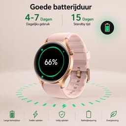 Smartwatch Dames - Bluetooth Bellen - 1.43'' AMOLED Ultra Clear Display - Ultradun Design - Hartslag, Slaap & SpO2 Monitor - Geschikt voor iPhone, Samsung & Android - 100+ Sportmodi - IP65 Spatwaterdicht – 2 Bandjes — thumbnail 7