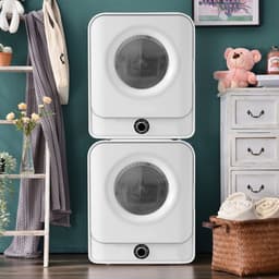 Re-purelife® luchtafvoerdroger 3 kg - wasdroger van roestvrij staal - droogtrommel met 5 programma’s en oververhittingsbeveiliging - wandmontage design - wit 49,5 × 43,5 × 59,5 cm — thumbnail 1
