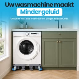 RaviSoll Wasmachine Verhoger – Universeel & Verstelbaar – Anti-Vibratie & Geluidsdempend – Met Remwieltjes – Max. 68x68cm – Voor Wasmachine, Droger & Koelkast – RVS Frame — thumbnail 2