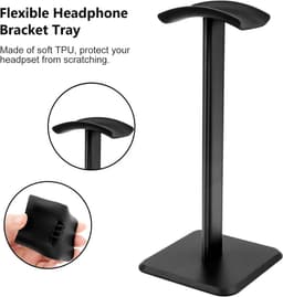 Headset Stand - Gaming Headphone Houder - Over-Ear Headphone Stand - Hoofdtelefoon Haak met Anti-Slip TPU Silicone voor Tafel - Display Case (Zwart) — thumbnail 5