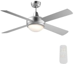 Plafondventilator 130 cm met verlichting en afstandsbediening - 3 snelheden, zilver — thumbnail 4