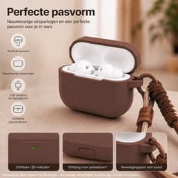 Hoesje Geschikt voor AirPods Pro 3 Gen (2025) – Siliconen Case met Draagkoord – Bruin — thumbnail 3
