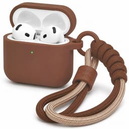 Hoesje Geschikt voor AirPods 4 Gen (2024 / ANC) – Siliconen Case met Draagkoord – Bruin — thumbnail 1