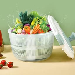 Salade Spinner - Sla Droger - Gezond Koken - Snelle Waterverwijdering - 5L Capaciteit - Wit — thumbnail 2