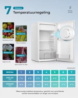 Novari - Mini koelkast - Koelkast - Ultra-stille werking 38 dB - 7-traps temperatuurregeling - Krachtige en efficiënte koeling — thumbnail 5