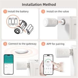 Radiator Thermostaat - Slimme Klep - Energie Besparen - App & Stembediening - 6 Stuks - Wit — thumbnail 3
