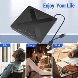 Externe DVD Brander - Draagbare Lezer - Bestanden Archiveren - USB 3.0 Type C - 2 MB Cache - Zwart — thumbnail 3