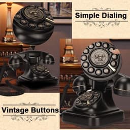 Vt products - Vintage Vaste Telefoon - Klassieke Stijl - Retro Design - Ouderwetse Telefoon met Draaischijf - Perfect voor Thuiskantoor en Cafe — thumbnail 4