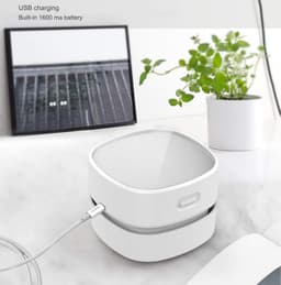 KZQ Mini-bureaustofzuiger – Duurzame mini-bureaustofzuiger (voor bureaus, lades en aanrechtbladen), draagbare draadloze bureaustofzuiger, ideaal kantooraccessoire, wit, USB-oplaadbaar — thumbnail 3