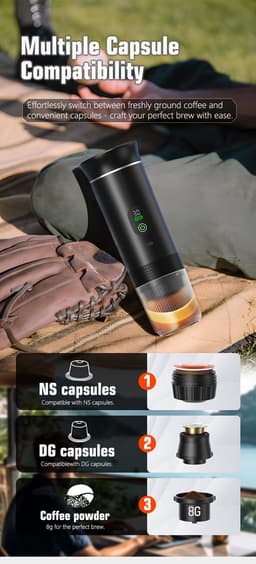 Brewezza Portable Koffiezetapparaat – Tijdelijk Aanbod – Compact & Lichtgewicht – USB Oplaadbaar – Ideaal voor Reizen & Outdoor — thumbnail 4