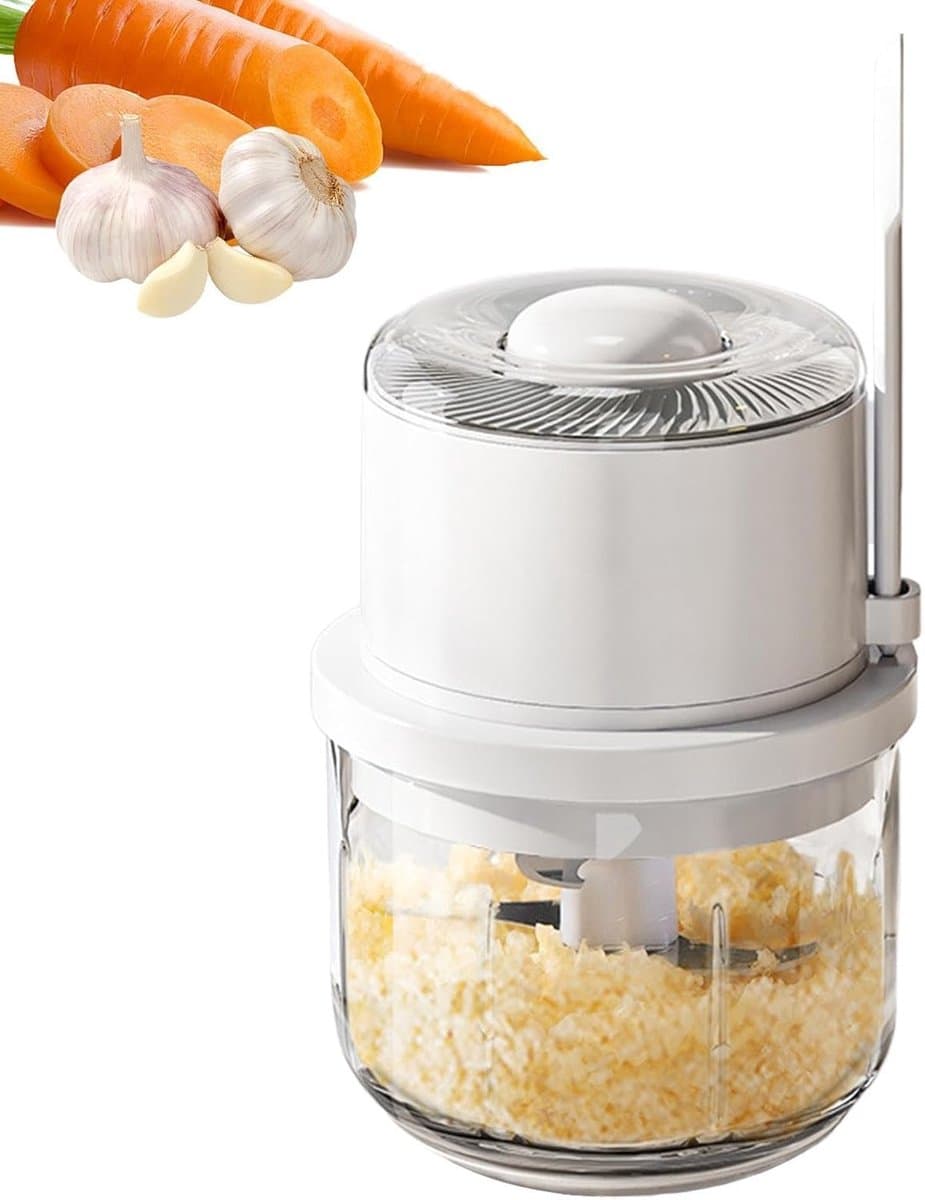 Keukenmachine Hakker - Mini Keukenapparaat - Snel Ingrediënten Snijden - Draadloos Werken - 350 ml - Wit — afbeelding 1