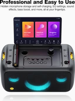 Ikarao Karaoke set voor Volwassenen - Break X1 - 2 Draadloze Microfoons - 800W - Gratis Karaoke App 6 maanden - HD scherm - Zwart — thumbnail 3