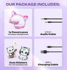 PowerLocus Bobo - Draadloze Koptelefoon voor Kinderen - Bluetooth koptelefoon - 74/85/94dB Volumebegrenzing - Katten Oortjes - Led Verlichting - Roze — thumbnail 6