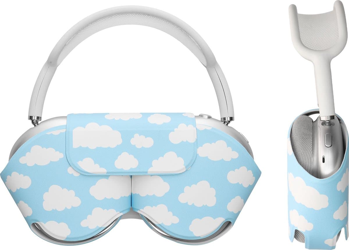 kwmobile over-ear koptelefoon cover compatibel met Apple AirPods Max / AirPods Max 2 hoesje - Polyester hoofdtelefoon case - Zachte koptelefoonhoes - Wolken en lucht design — afbeelding 1