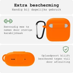 Case - Geschikt voor Apple AirPods 4 - Siliconen Hoes met Clip - Silicone Hoesje Cover - Oranje — thumbnail 5