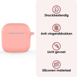 Hoes - Geschikt voor Apple AirPods 4 - Siliconen Hoesje met Clip - Silicone Case Cover - Lichtroze — thumbnail 3