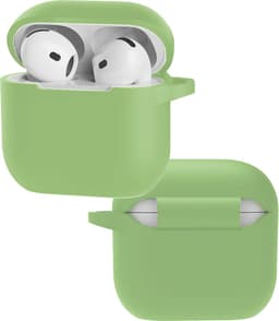 Hoes - Geschikt voor Apple AirPods 4 - Siliconen Hoesje met Clip - Silicone Case Cover - Groen — thumbnail 1