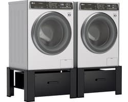 2X Wasmachine verhoger met lade Wasmachine opbouwmeubel Wasmachine kast Wasmachine sokkel Zwart
