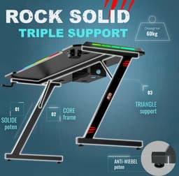 For The Win Gaming Bureau met LED Verlichting - 140x74x60 cm - Game Bureau - Incl. RGB Muismat - Gaming Desk - Computer Tafel - Gaming Tafel — thumbnail 2