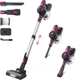 tofzuiger - 6-in-1 - Oplaadbare lichtgewicht - Steelstofzuiger - 2200mAh batterij - Roze - Voor huishoudelijke reiniging - Auto - Kantoor. — thumbnail 1