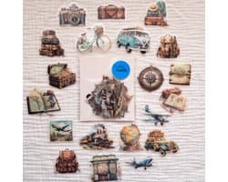 Reizen stickers - transparante stickers - 40 stuks - thema reizen- bullet journal stickers - scrapbook - laptop stickers - volwassenen en kinderen