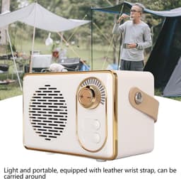 Retro bluetooth-speaker-Retro-speaker-Bluetooth 5.0-extra bas-Wit — thumbnail 3