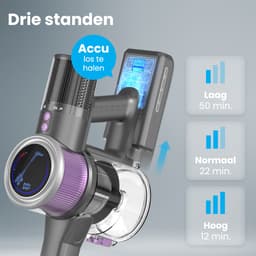 Auronic Steelstofzuiger Draadloos 350W - Draadloze Stofzuiger - HEPA Filter - Zelfstaand - Op Accu - Zonder Zak - Kruimeldief - Vacuum Cleaner - Grijs/Paars — thumbnail 5