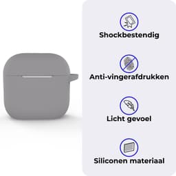 Hoesje - Geschikt voor Apple AirPods 4 - Siliconen Hoes met Clip - Silicone Case Cover - Grijs — thumbnail 3
