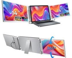 Portable Monitor Ultra 14" - Laptop Scherm Extender - Draagbare Monitor - Inclusief Beschermhoes en Kabels - Full HD
