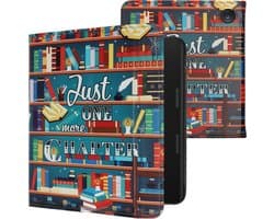 kwmobile e-reader hoesje geschikt voor Tolino Epos 3 hoes - E reader flip case met magneetsluiting - Ereader cover - bibliotheek design in meerkleurig