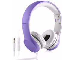 Koptelefoon kinderen met draad en microfoon Paars- Geschikt voor jou kind met kabel max 85 db - Koptelefoons in meerdere kleuren verkrijgbaar - Hoofdtelefoon met verstelbare beugel