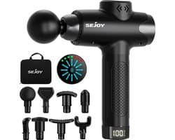 Massage Gun - Massage Pistool - Lichaamsmassage - 12 Snelheden - Lichtgewicht - Draagbaar - Led Touchscreen - 8 Opzetstukken - Zwart