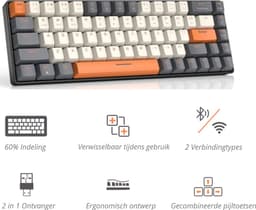 Mechanisch Gaming Toetsenbord Draadloos - 60% Keyboard - Red Switches - Bluetooth/USB Draadloos — thumbnail 2