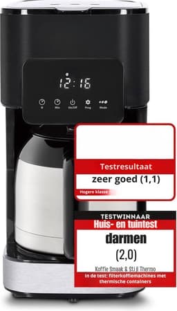 Coffee Taste and Style Thermo Coffee Maker with permanent filter - optimal brewing temperature - 92-96 °C - drip stop - optimized brewing head - thermos jug - stainless steel - black - 12 l - 1847 10 — thumbnail 3