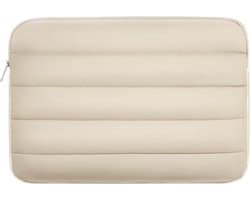 Puffer Laptophoes geschikt voor Macbook / Laptop tot 15 & 16 inch – Schokbestendige Spatwaterdichte Bescherming – Zachte Pluche Voering Sleeve Creme