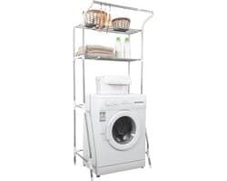 Telescopisch Wasmachine Rek met 2 Niveaus - Verstelbare Breedte - Ruimtebesparend Opbergrek voor Badkamer - Multifunctioneel Opslagmeubel - Eenvoudige Montage - Stijlvol en Praktisch -Maatnaam: Lengte: 62-101 cm/24,4''-39,76'', versterkte voeten