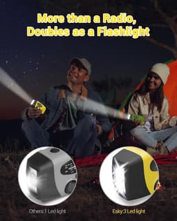 Draagbare handslinger noodradio met zonne-oplader 2000mAh oplaadbare powerbank voor noodgevallen LED-zaklamp SOS-alarm (geel) — thumbnail 5