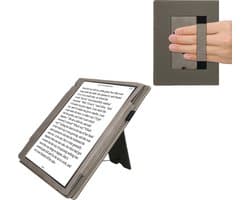 kwmobile e-reader hoesje geschikt voor Pocketbook InkPad Eo / Bigme InkNote Color+ hoes - E reader flip case van kunstleer - Ereader cover met stand - Wereldkaart design in grijs