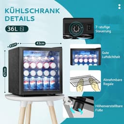Equivera Mini Fridge for Drinks - Kleine Koelkast - Mini Koelkasten - Minibar - Mini Fridge - Mini Koelkast - Mini Koelkastje - Must have voor in Huis! — thumbnail 2