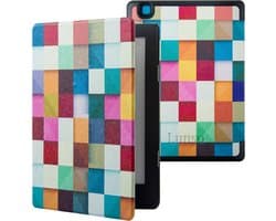 Lunso Geschikt voor Kobo Aura Edition 2 hoes (6 inch) - sleepcover - Blokken